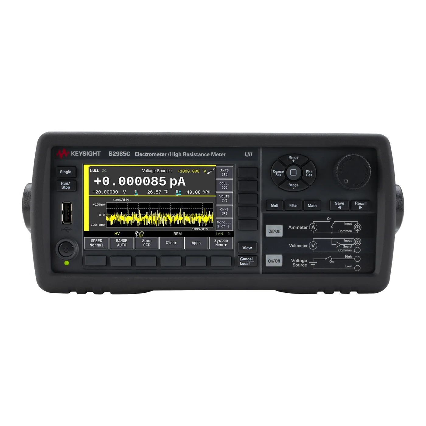 Keysight B2985C 前面板与彩色显示屏