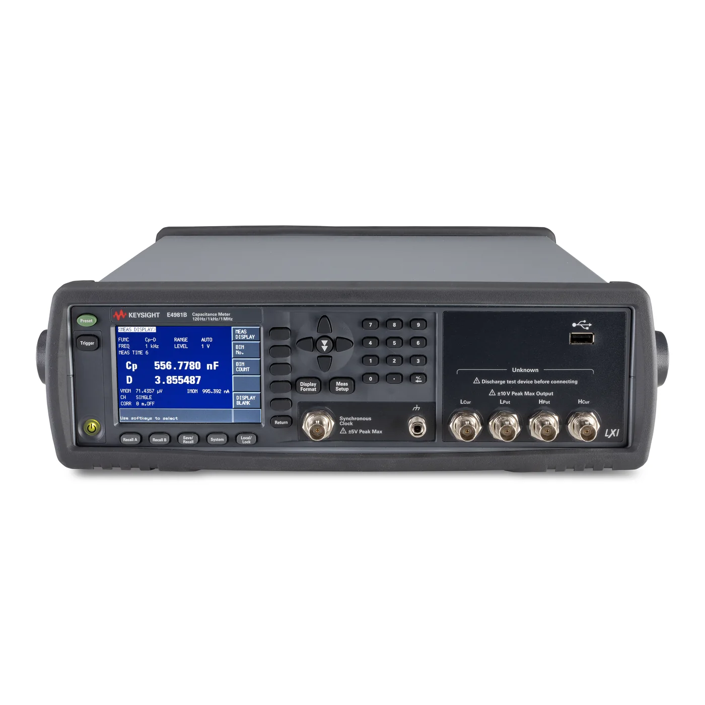 Keysight E4981B 前面板和测试端口